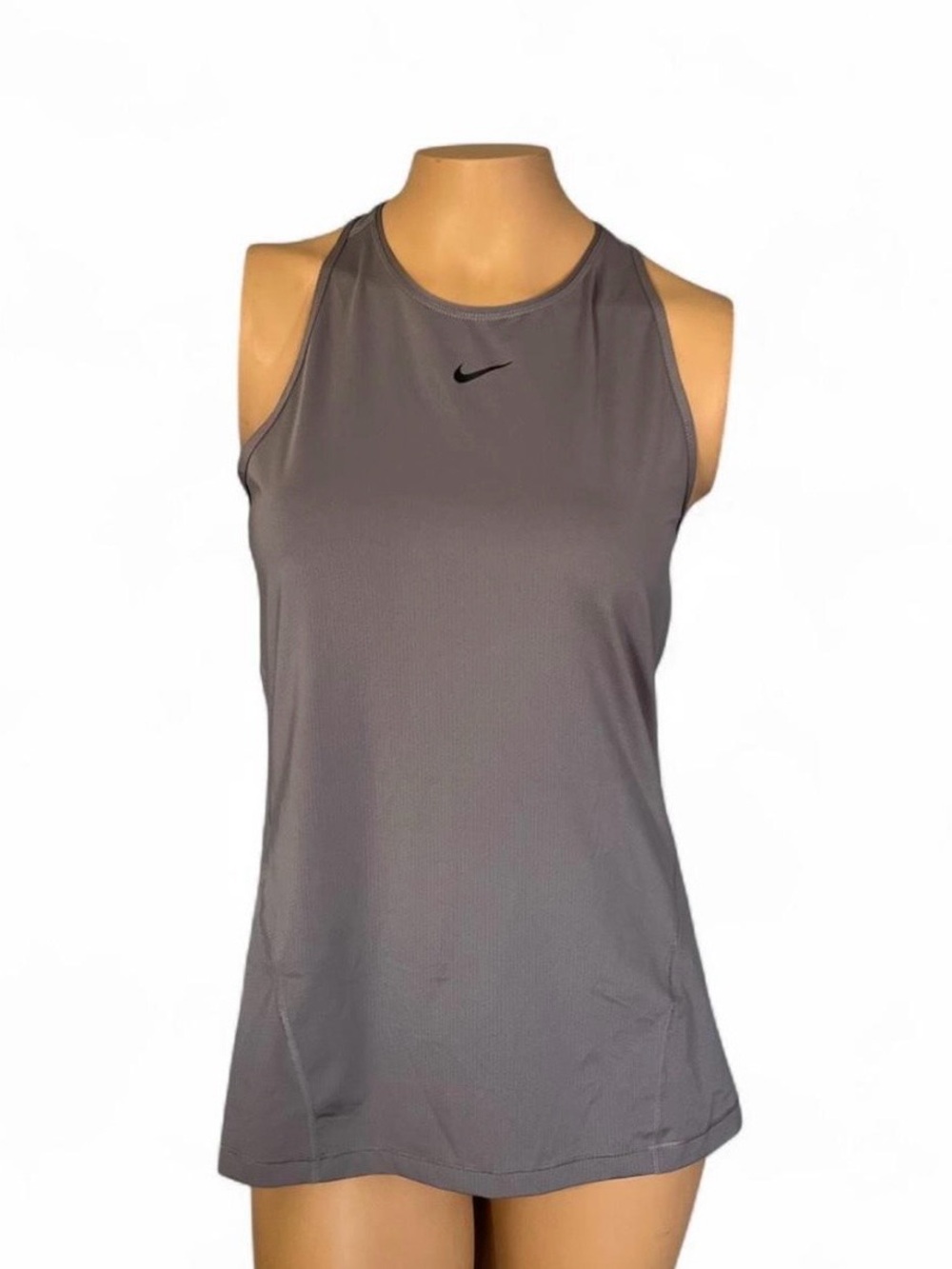 Nike Women's Gray Racerback Athletic Tank Top with Black Swoosh